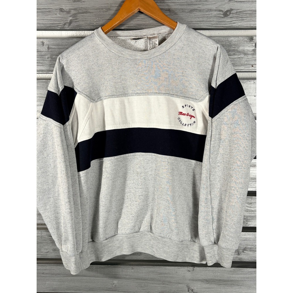 Vintage 90s MacGregor Sweatshirt Men L Striped Colorblock Streetwear Hip Hop